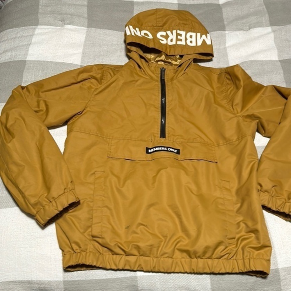 Members Only Black Pullover Half Zip Windbreaker Hooded Jacket Youth Size 18